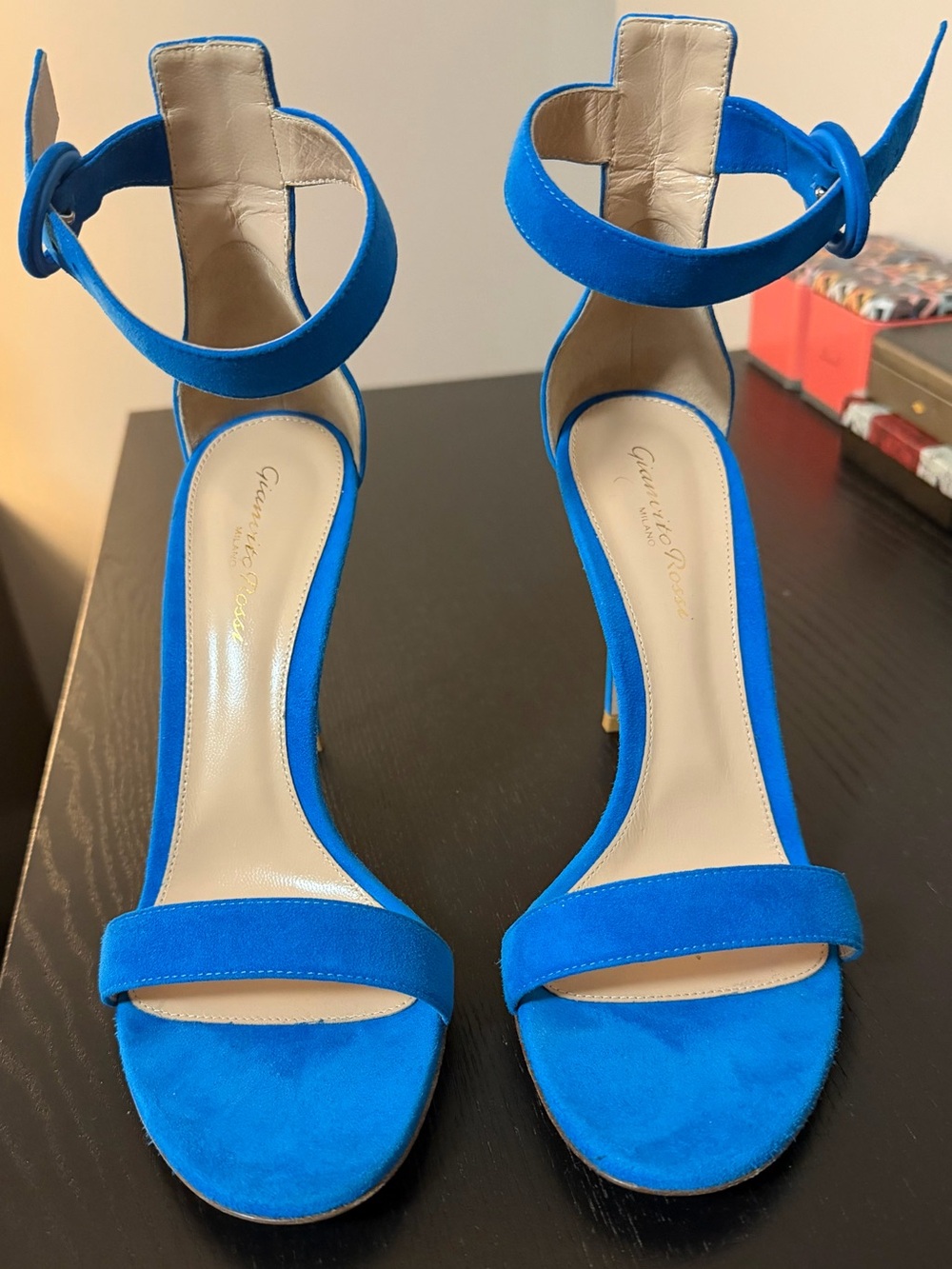 Gianvito Rossi Cobalt Blue Suede Ankle-Strap Heels